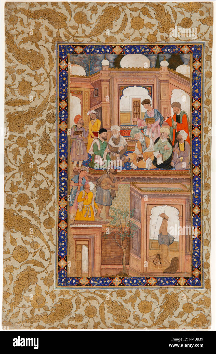 Sufi reunion in the Jami`s Nafahat al-Uns. Date/Period: 1604. Width: 22 cm. Height: 34.5 cm (Complete). Author: UNKNOWN. ANONYMOUS. Stock Photo